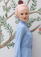 Hijab clothing BLUE POCKET DETAILED LONG TUNIC 9207 