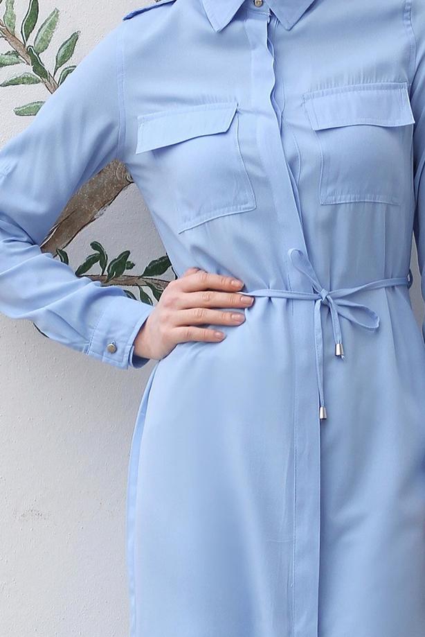 Hijab clothing  POCKET DETAILED LONG TUNIC 9207  - TRENDTESETTÜR