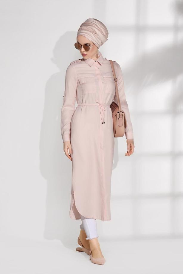Vêtements hijab  POCKET DETAILED LONG TUNIC 9207  - TRENDTESETTÜR