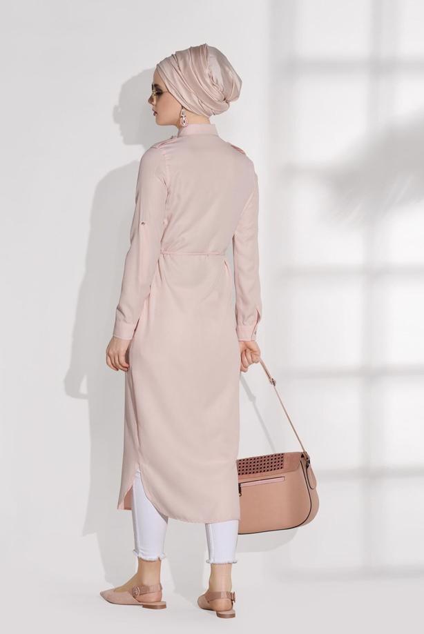 Vêtements hijab  POCKET DETAILED LONG TUNIC 9207  - TRENDTESETTÜR