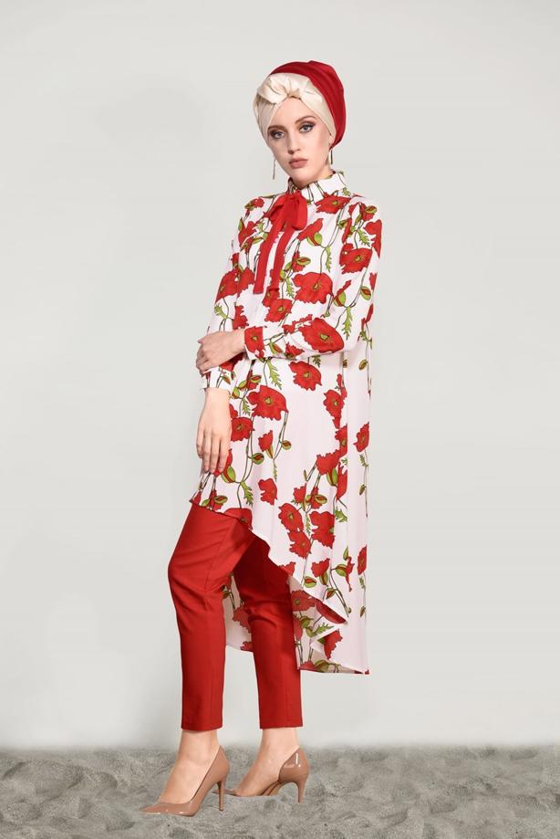 Vêtements hijab  FLORAL TUNIC 9503  - TRENDTESETTÜR