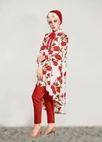 Vêtements hijab CRÈME TUNIQUE FLORALE 9503