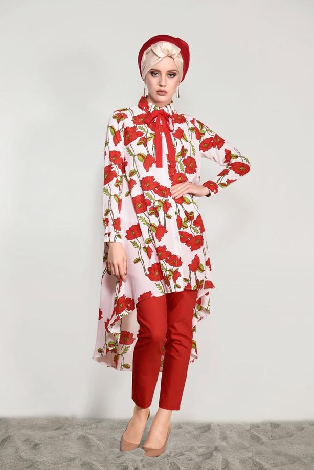 Vêtements hijab  FLORAL TUNIC 9503  - TRENDTESETTÜR