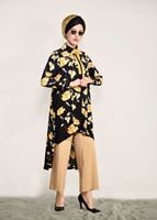 Vêtements hijab ORANGE TUNIQUE FLORALE 9503