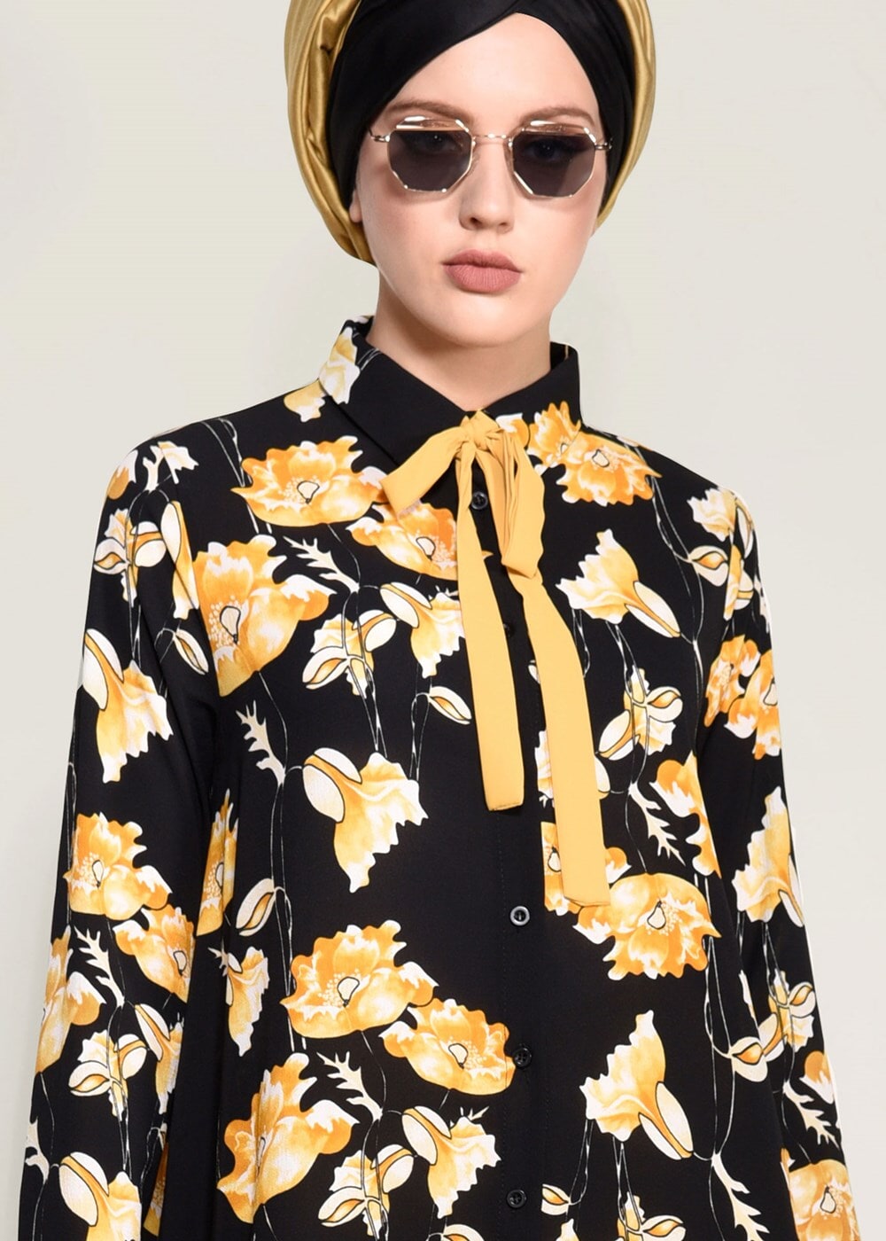 Vêtements hijab ORANGE TUNIQUE FLORALE 9503