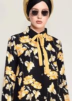 Vêtements hijab ORANGE TUNIQUE FLORALE 9503