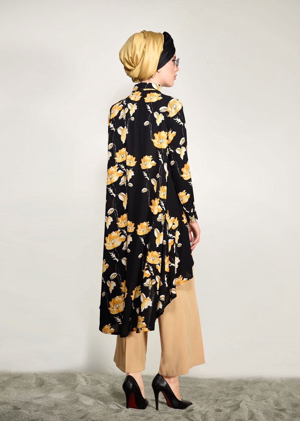 Vêtements hijab ORANGE TUNIQUE FLORALE 9503