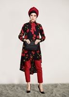 Vêtements hijab ROUGE BORDEAUX TUNIQUE FLORALE 9503