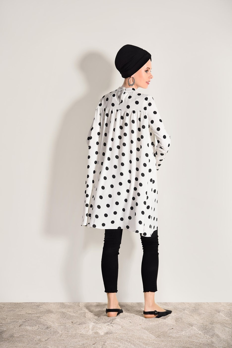 Vêtements hijab CRÈME TUNIQUE A POIS 9571