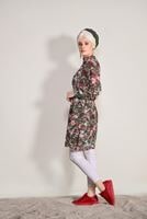 Hijab clothing KHAKI  FLORAL TUNIC 9586