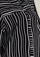 Tesettür giyim SİYAH T 9685 Asmiray- Çizgili Uzun Tunik