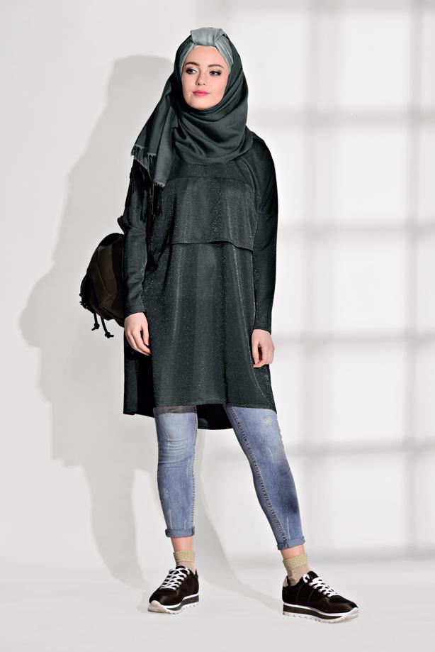 Vêtements hijab  SILVER DETAILED TUNIC 9761  - TRENDTESETTÜR