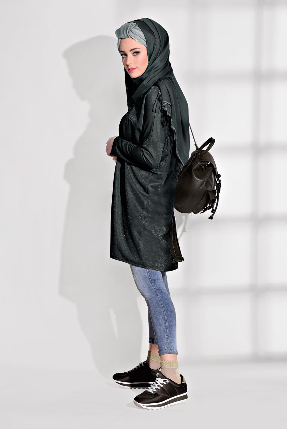 Vêtements hijab VERT TUNIQUE TISSU GEAR 9761