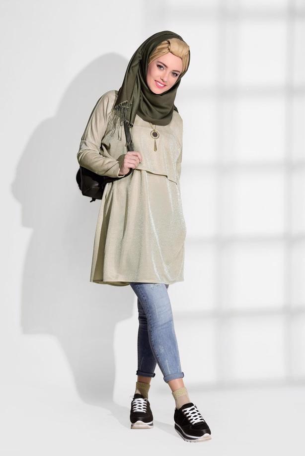 Vêtements hijab  SILVER DETAILED TUNIC 9761  - TRENDTESETTÜR