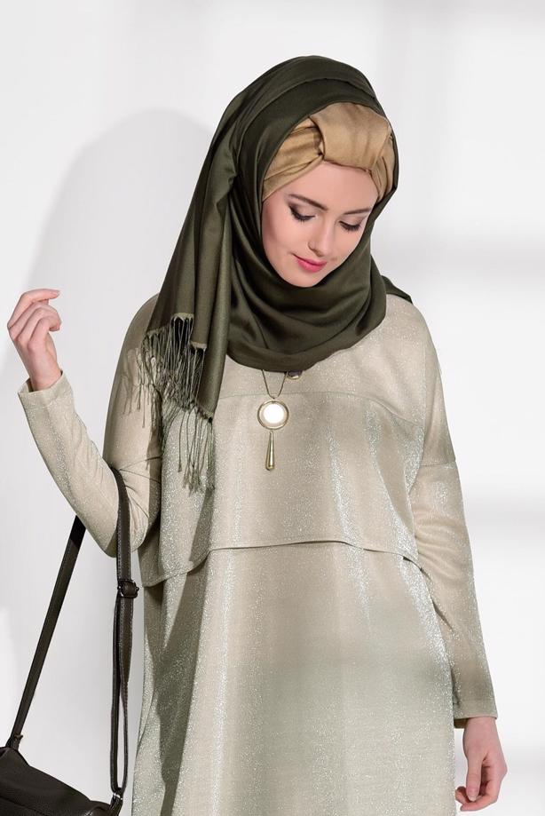 Vêtements hijab  SILVER DETAILED TUNIC 9761  - TRENDTESETTÜR