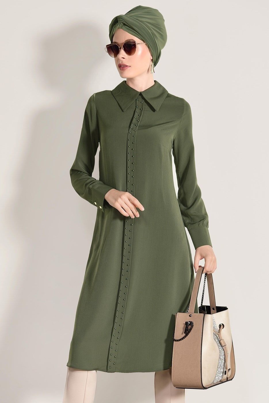 Vêtements hijab KAKI TUNIQUE 9825