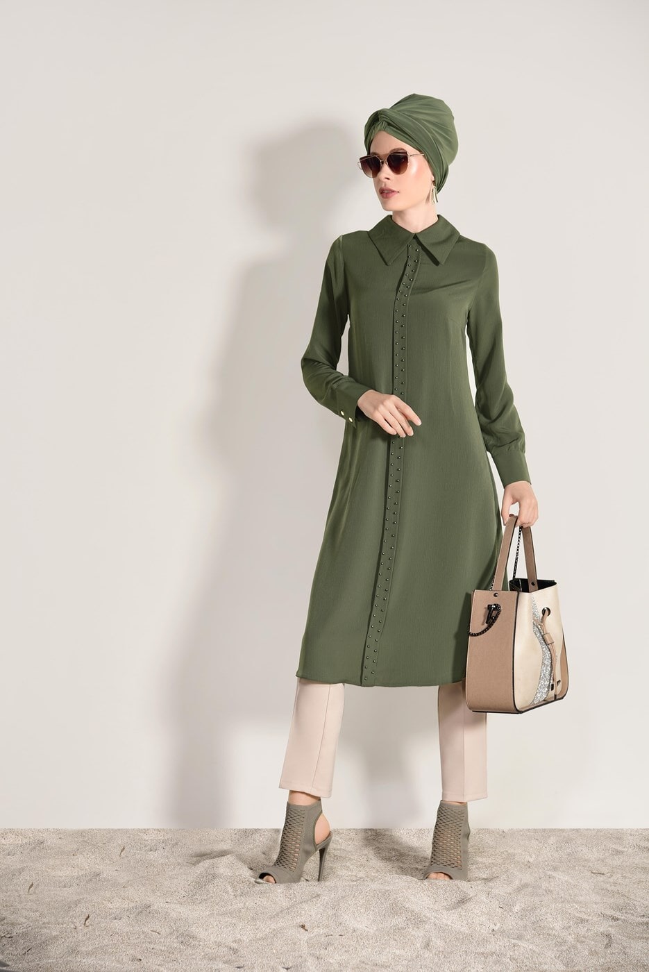 Vêtements hijab KAKI TUNIQUE 9825