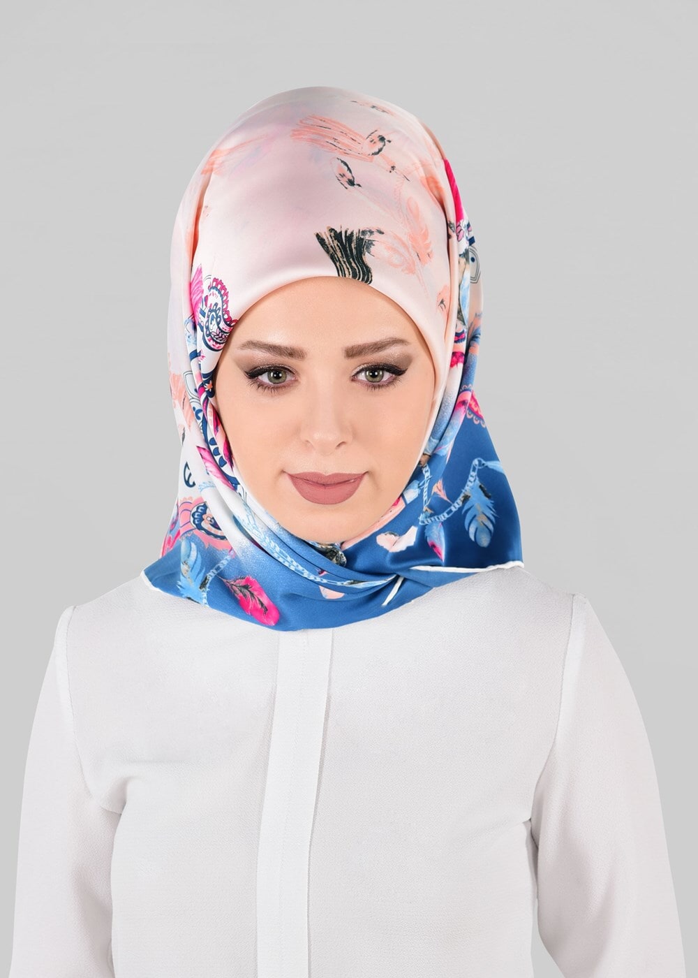 Tesettür giyim LACİVERT T 12023-1 ALVİNA DESENLİ EŞARP