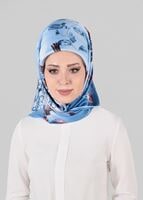 Tesettür giyim MAVİ T 12023-1 ALVİNA DESENLİ EŞARP