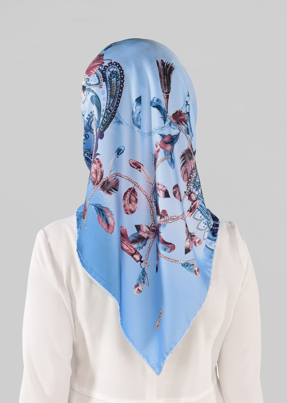 Tesettür giyim MAVİ T 12023-1 ALVİNA DESENLİ EŞARP