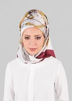 Tesettür giyim BORDO T 12024-1 ALVİNA DESENLİ EŞARP