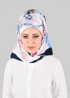 Tesettür giyim LACİVERT T 12024-1 ALVİNA DESENLİ EŞARP