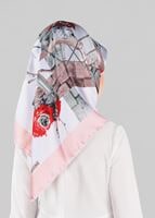 Tesettür giyim PUDRA T 12024-1 ALVİNA DESENLİ EŞARP