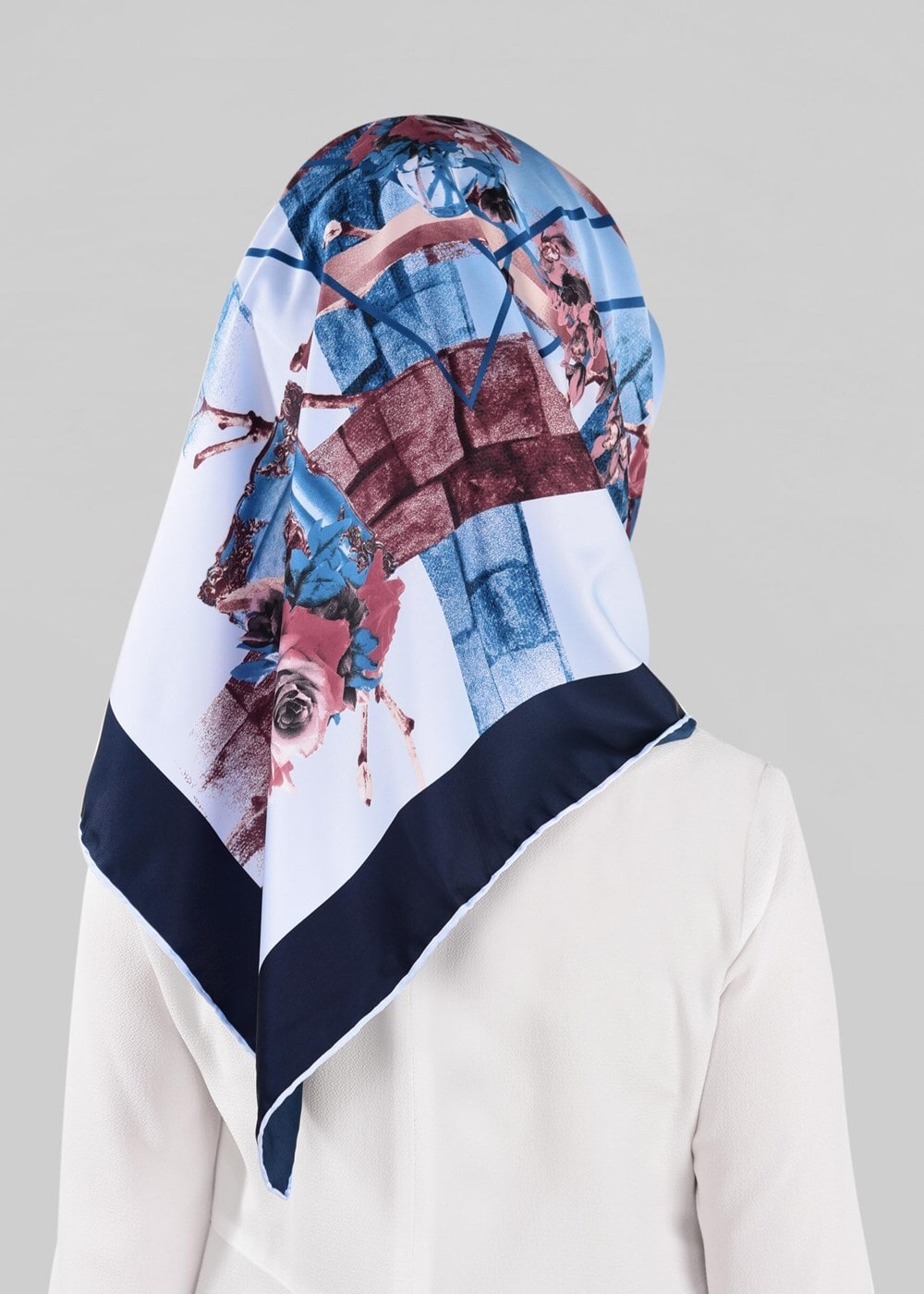 Tesettür giyim MAVİ T 12024-1 ALVİNA DESENLİ EŞARP