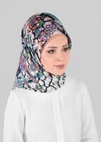 Tesettür giyim BEJ T 12025-1 ALVİNA DESENLİ EŞARP