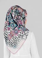 Tesettür giyim BEJ T 12025-1 ALVİNA DESENLİ EŞARP