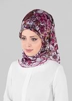 Tesettür giyim FUŞYA T 12025-1 ALVİNA DESENLİ EŞARP