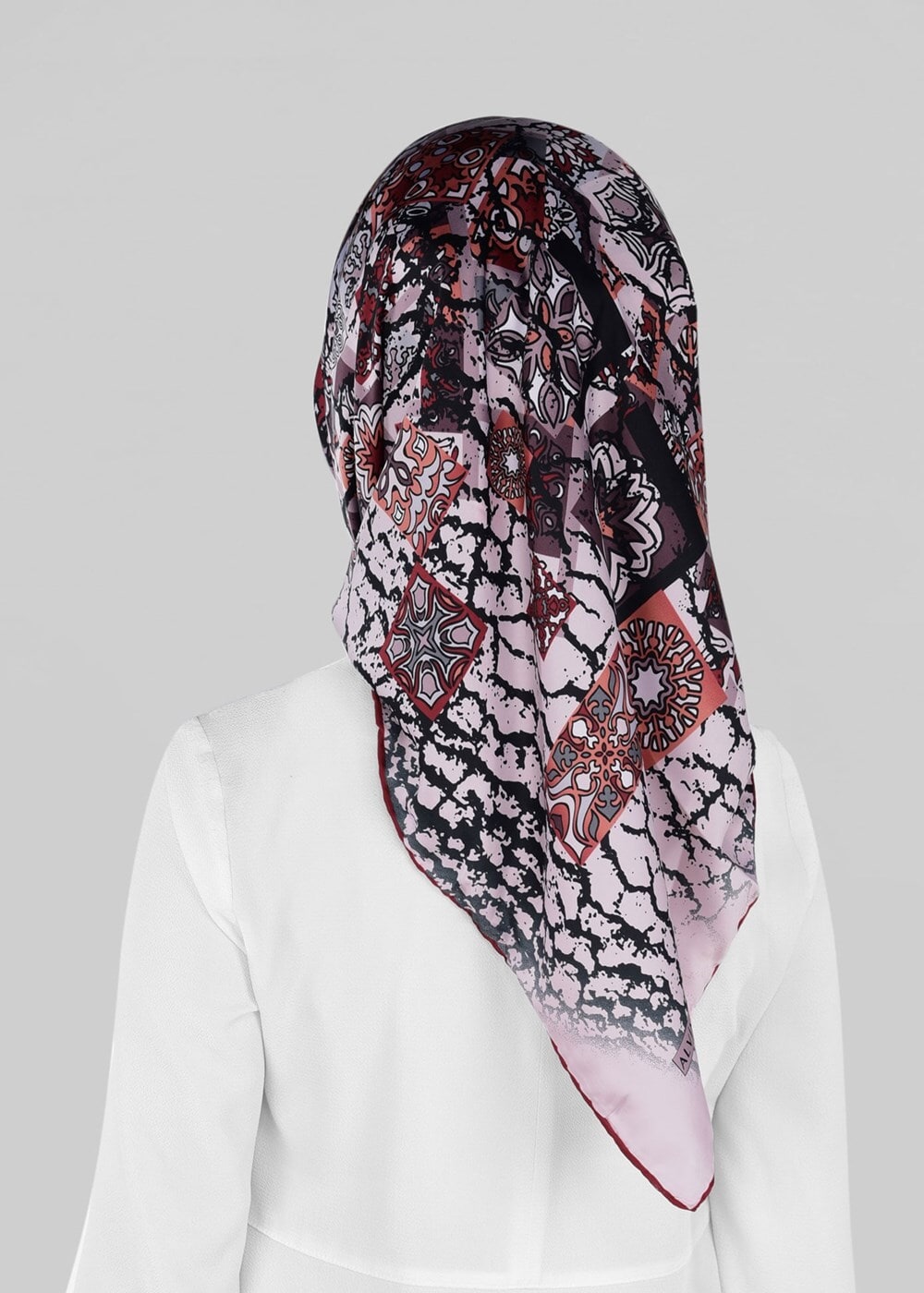 Tesettür giyim PUDRA T 12025-1 ALVİNA DESENLİ EŞARP