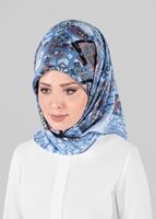 Tesettür giyim LACİVERT T 12025-1 ALVİNA DESENLİ EŞARP