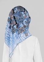 Tesettür giyim LACİVERT T 12025-1 ALVİNA DESENLİ EŞARP