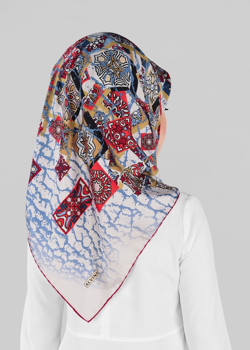 Tesettür giyim LACİVERT T 12025-1 ALVİNA DESENLİ EŞARP