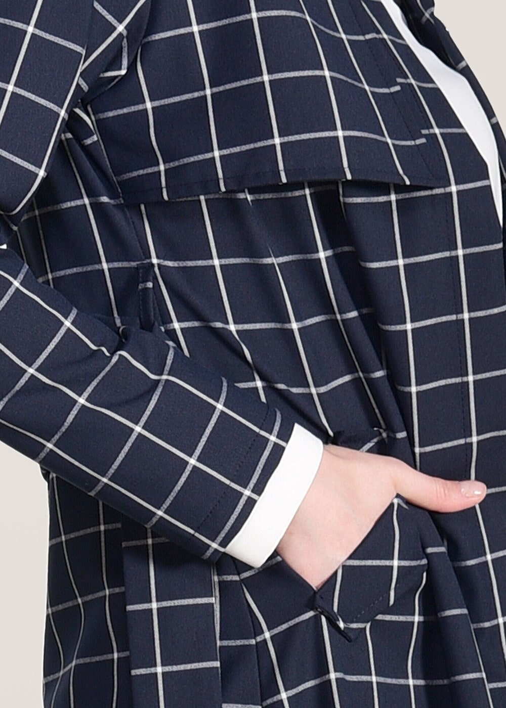 Vêtements hijab BLEU MARINE TRENCH À CARREAUX 3307-1