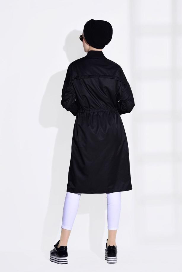 Hijab clothing  POCKET DETAILED SHIRRED AT THE WAIST TRENCH COAT 61014   - TRENDTESETTÜR