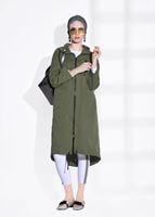 Hijab clothing KHAKI POCKET DETAILED TRENCH COAT 70014 