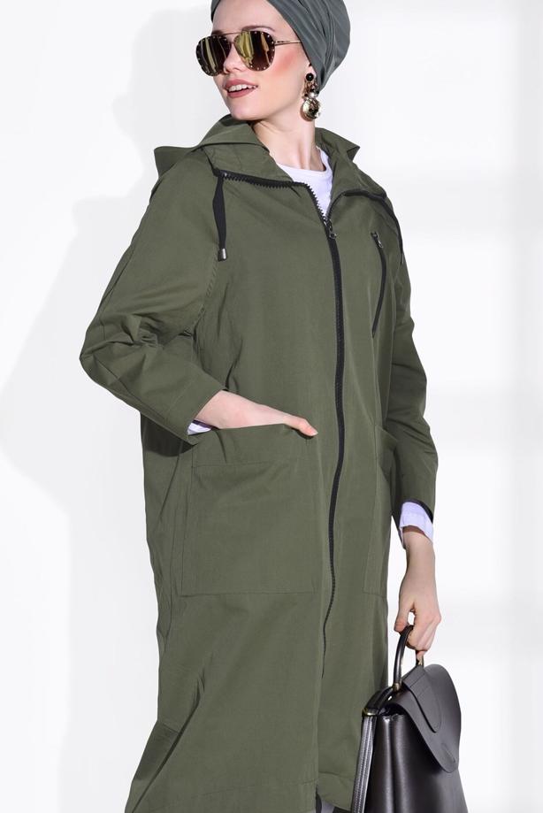 Hijab clothing  POCKET DETAILED TRENCH COAT 70014  - TRENDTESETTÜR