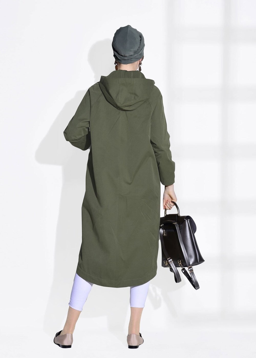 Hijab clothing KHAKI POCKET DETAILED TRENCH COAT 70014 