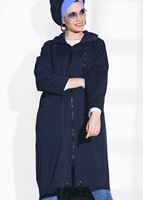 Hijab clothing NAVY BLUE POCKET DETAILED TRENCH COAT 70014 