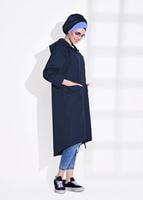 Hijab clothing NAVY BLUE POCKET DETAILED TRENCH COAT 70014 