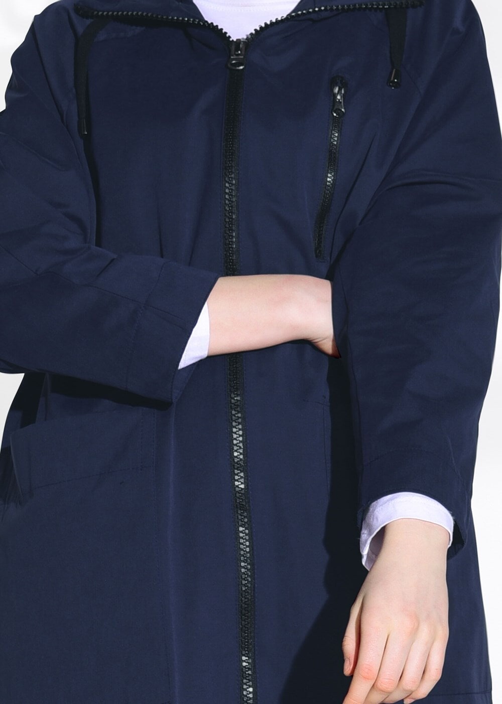 Hijab clothing NAVY BLUE POCKET DETAILED TRENCH COAT 70014 