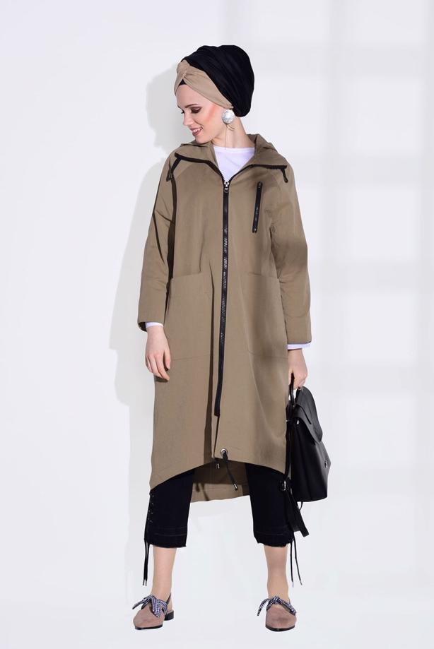 Hijab clothing  POCKET DETAILED TRENCH COAT 70014  - TRENDTESETTÜR