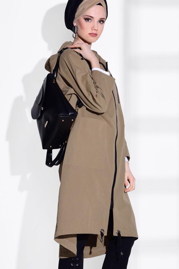 Hijab clothing  POCKET DETAILED TRENCH COAT 70014  - TRENDTESETTÜR