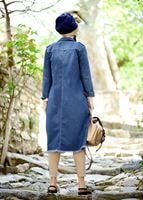 Vêtements hijab BLEU MARINE TRENCH DENIM AVEC BÂTONNETS T 0108 