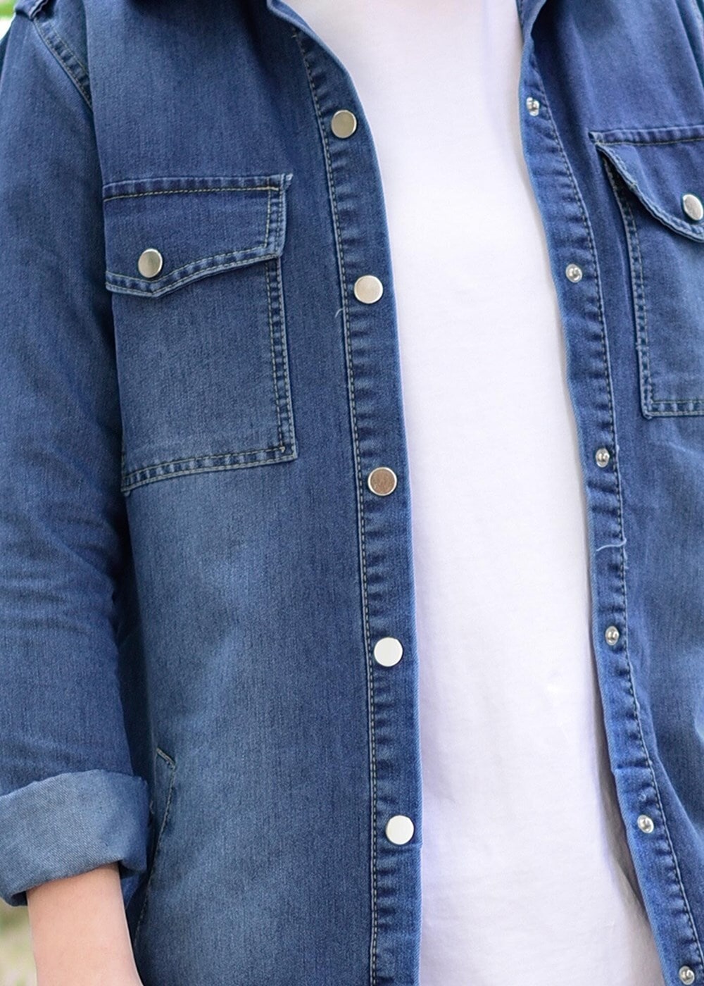 Vêtements hijab BLEU MARINE TRENCH DENIM AVEC BÂTONNETS T 0108 