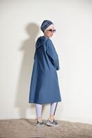 Tesettür giyim LACİVERT FERMUAR DETAYLI DENİM TRENÇKOT T 245