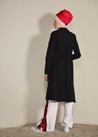 Hijab clothing BLACK Double Breasted Collar Pocket Detailed Trench Coat T 0876 