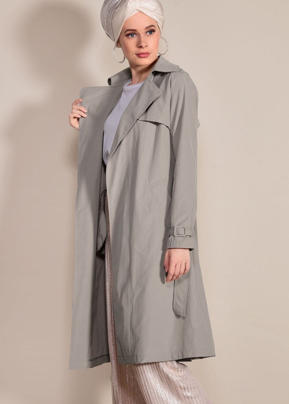 Vêtements hijab BEIGE Trench Coat T 0876